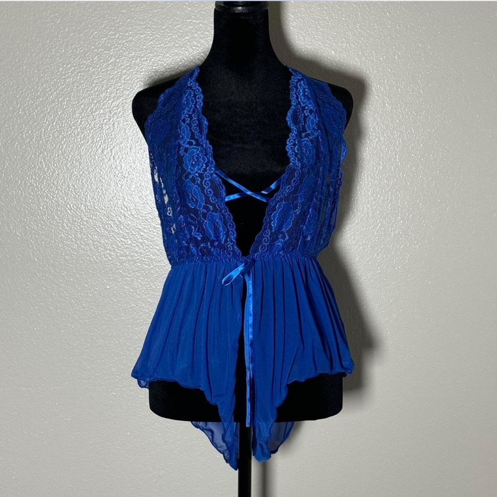 Royal Blue Lace Halter Teddy